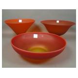 Three Tiffin Glass Satin Amberina Items