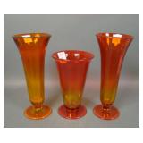 Three Tiffin Glass Amberina Ftd Vases
