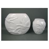 Two Phoenix Milk Glass Vases