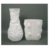 Two Phoenix Milk Glass Vases