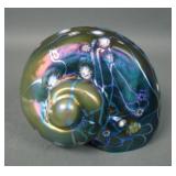 Radke Green Cased Art Glass Snail Shell Lamp Top