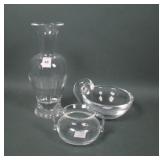 Three Signed Steuben Crystal Items
