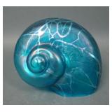 Carl Radke Blue Art Glass Snail Shell Lamp Top
