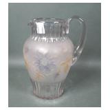 EAPG Crystal Glass Pomona Pleat & Flower Pitcher