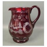 Czech/Bohemian Egermann Ruby Stain Water Pitcher