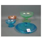 Four Piece Stretch Glass Lot Parts Lot