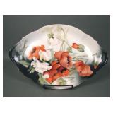 Linoges Porcelain Poppy Decorated Handled Tray