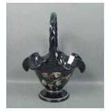Fenton Ebony Decorated Basket
