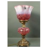 Fenton Cranberry Opal Daisy & Fern Lamp