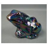 Fenton Purple Iridised Decorated Frog