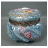 Fenton Marbelized Decorated Wavecrest Covered Box