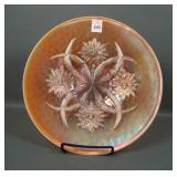 Dugan Peach Opal Four Flowers Chop Plate