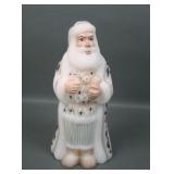 Fenton White Satin Decorated Santa with Kitten