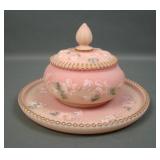 Fenton Burmese Two Piece Decorated Vanity Set