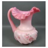 Fenton Rosalene/ Wavecrest Decorated Pitcher