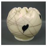 Fenton/ Barber Custard Hanging Hearts Rose Bowl