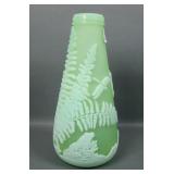 Fenton/ Kelsey Sand Carved "Frog in the Ferns Vase
