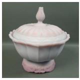 Fenton Blue Burmese 3 Piece Ogee Covered  Dish