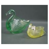 Two Glass Novelty Swans Master Salts