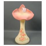 Vintage Fenton Satin Burmese Rose Decorated JIP