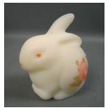 Vintage Fenton Custard Rose Decorated Bunny