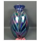 Fenton/ Dave Fetty Pulled Feather Favrene Vase
