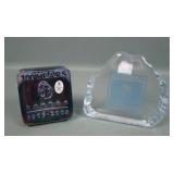 Two Fenton Glass 100 Years Paperweight Logos