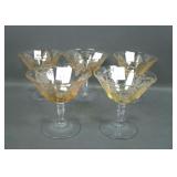 Four Fostoria Topaz Trojan Champagne/ Sherbets