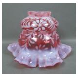 Fenton Cranberry Opal Daisy & Fern Ruffled Shade