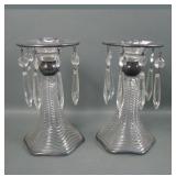 2 Duncan Miller Crystal Caribbean Candle Holders