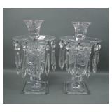2  Heisey Ipswich Candle Holders and Inserts