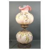 Fenton Burmese "Song Sparrow" GWTW Lamp