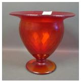 Fenton Red Stretch Diamond Optic Ftd Flared Vase