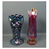 Two Contemporary Carnival Glass Vases