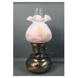 Feton Decorated Satin Glass Lamp with Metal Base
