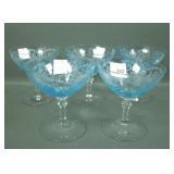 Five Fostoria Blue Versailles Azure Blue Low