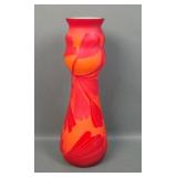 Fenton Kelsey Murphy Ginko Fire Sand Carved Vase