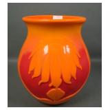 Maker? Sand Carved Bittersweet Leaf Decorated Vase