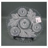 M'Burg Crystal Frosted Hobstar & Feather Plate