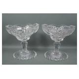 Two M'Burg Crystal Hobstar & Feather Compotes