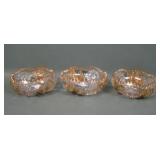 3 M'burg Crysta/ Gold Hobstar & Feather Berry Bowl