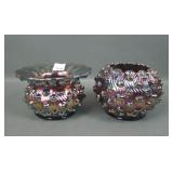 Two M'Burg Amethyst Swirl Hobnail Items