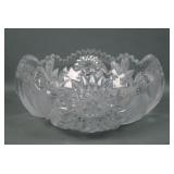M'Burg Crystal Frosted Hobstar & Feather Rose Bowl