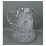 M'Burg Crystal Frosted Hobstar & Feather Pitcher
