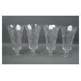 Five Tiffin Crystal Fuchsia Low Water Goblets