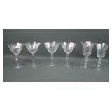 6 Piece Mixed Lot Tiffin Fuchsia Glass Stems