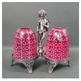 Fenton Cranberry Opal Dbl Fairy Light in Frame