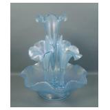 Fenton Velva Blue Stretch Glass Epergne