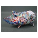 Murano Italy Millefiori Pig Paperweight