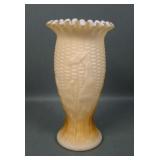 LG Wright Honey Amber Maize Crimped Corn Vase